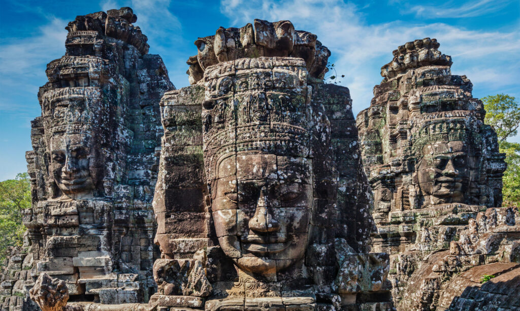 Ancient,Stone,Faces,Of,Bayon,Temple,,Angkor,,Cambodia